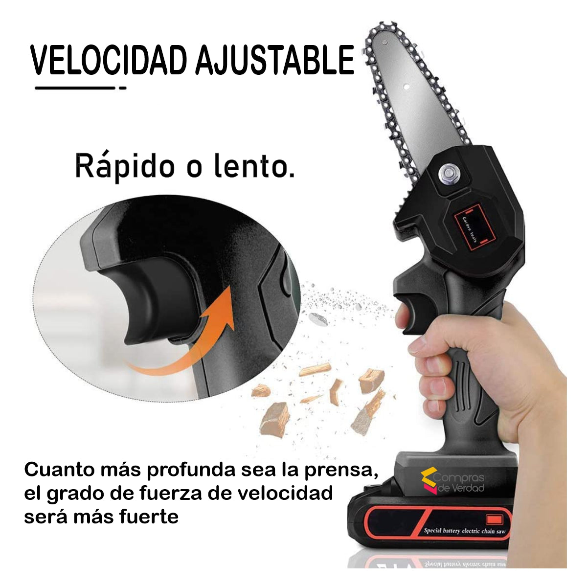 MINI SIERRA ELECTRICA PORTATIL POWER® | Cortes con calidad en segundos