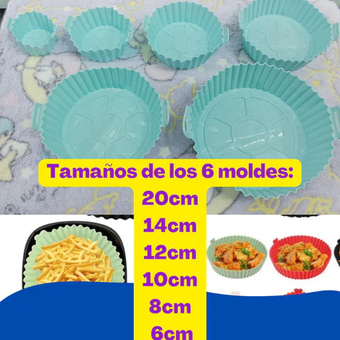 Set x6 Bandejas Antiadherentes Freidora de Aire Non-StickSilicone®