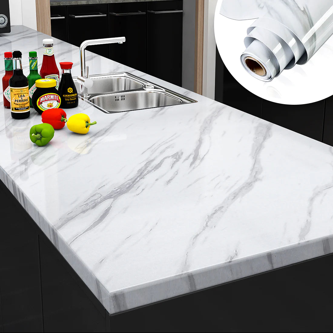 Papel adhesivo de mármol - Remodela a bajo costo💸