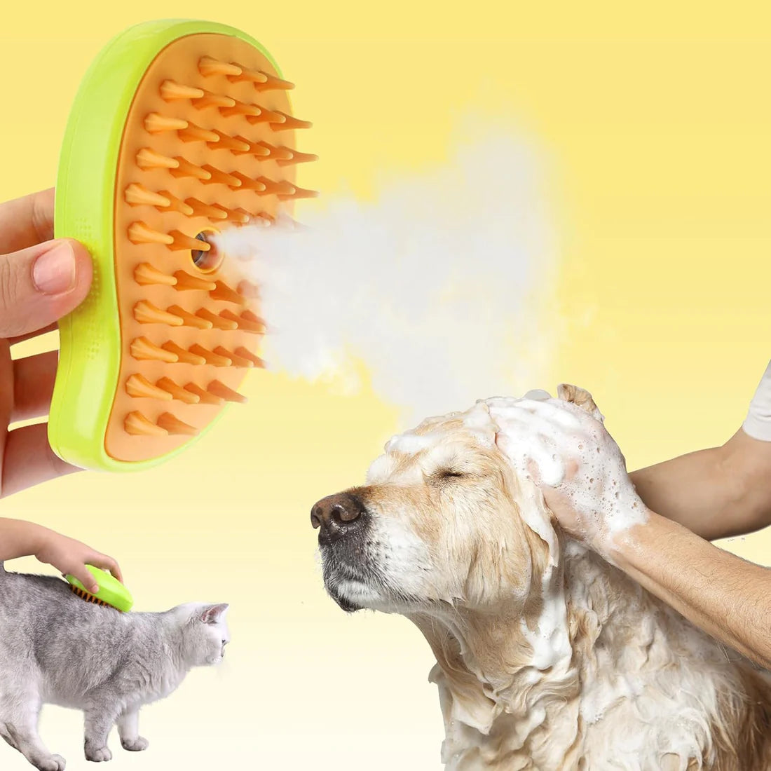 Cepillo 3 en 1 WashSteam® de Vapor para Mascotas-Masajea, limpia y refresca🫧
