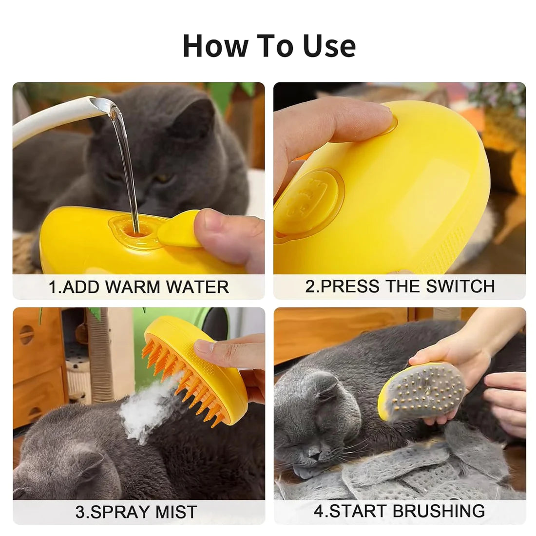 Cepillo 3 en 1 WashSteam® de Vapor para Mascotas-Masajea, limpia y refresca🫧
