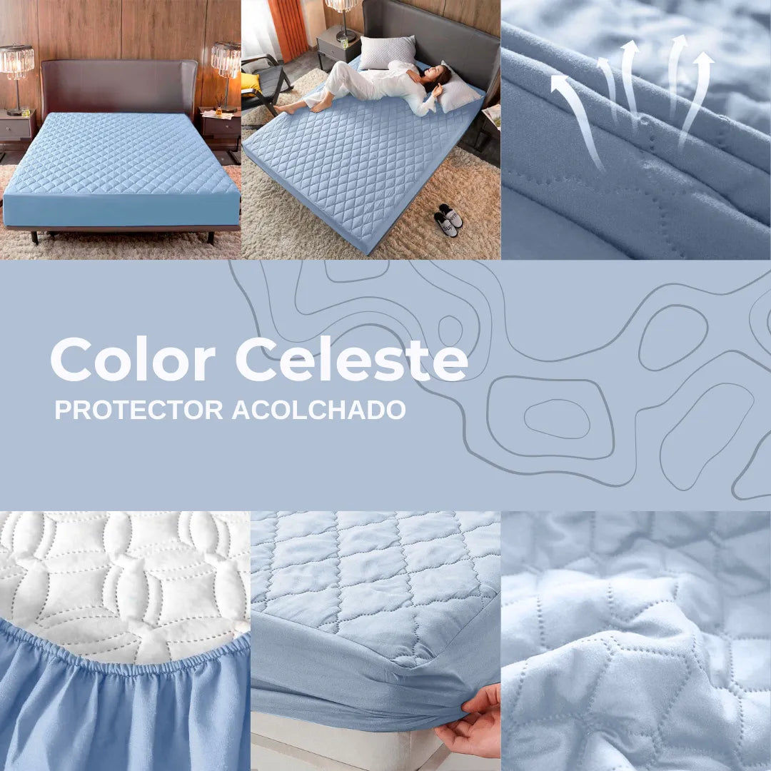 Combo Protector de Colchon Impermeable 🎁INCLUYE FUNDAS DE ALMOHADA
