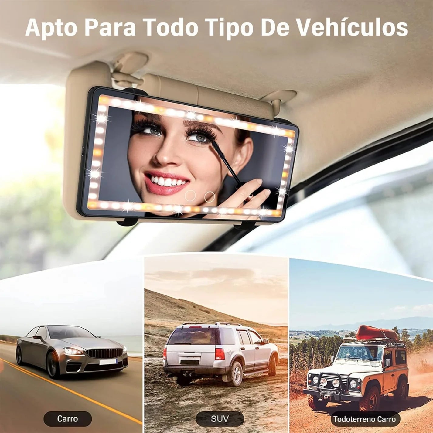 ESPEJO LED TOCADOR PARA CARRO BeautyUp®
