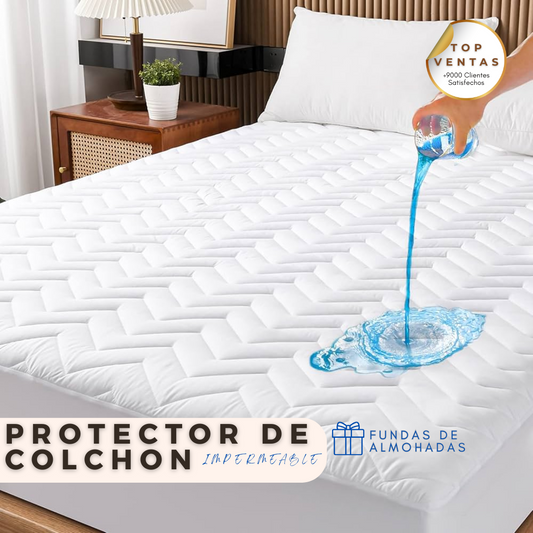 Combo Protector de Colchon Impermeable 🎁INCLUYE FUNDAS DE ALMOHADA